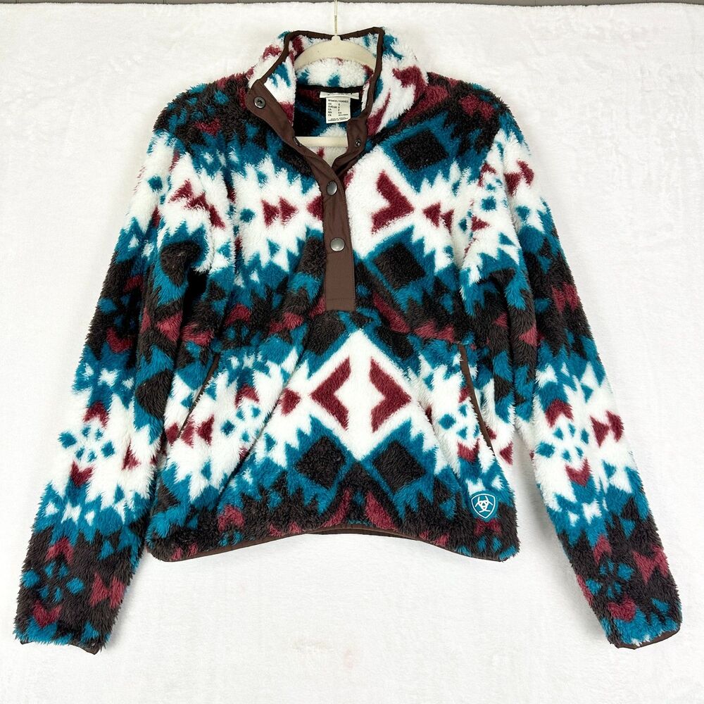 Ariat Berber Snap Front Sweatshirt Size Small Plainsview Fleece Southwestern